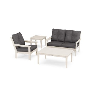 POLYWOOD Vineyard 4-Piece Deep Seating Set – Sand / Ash Charcoal