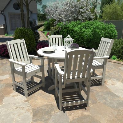 Hart Lane 5 Pc Set Recycled Plastic Counter Height Dining Set In White By Lakeview