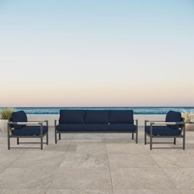 Lakeview Avenue Bay Slate/Pebble Gray 3 Pc Sofa Club Chair Set – Spectrum Indigo