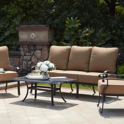 Capri 4 Piece Cast Aluminum Patio Conversation Set W/ 48 X 26 Inch Rectangular Table By Darlee