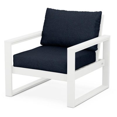 POLYWOOD EDGE Club Chair in White / Marine Indigo