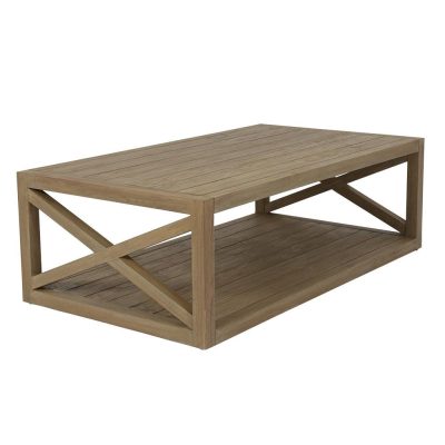 Sunset West Coastal Teak 60 X 33 Inch Rectangular Teak Patio X Coffee Table