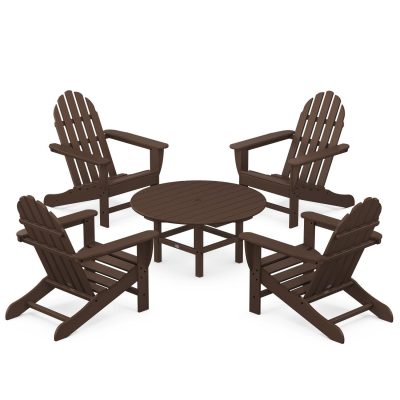 POLYWOOD Classic Adirondack 5-Piece Conversation Set – Mahogany