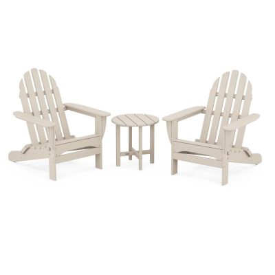 POLYWOOD Classic Folding Adirondack 3-Piece Set – Sand