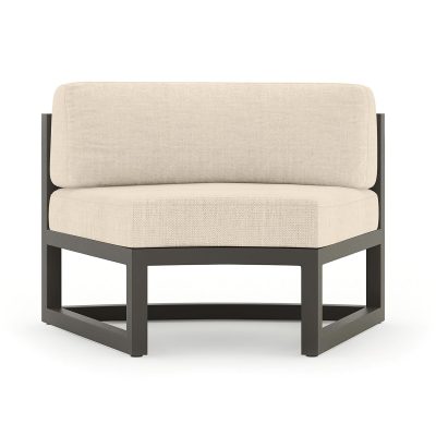 Misty Cove Aluminum Curve Seat 2 Piece in Slate W/ Canvas Flax Cushions By Lakeview