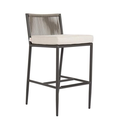 Sunset West Pietra Rope & Aluminum Patio Counter Stool W/ Sunbrella Echo Ash Cushion