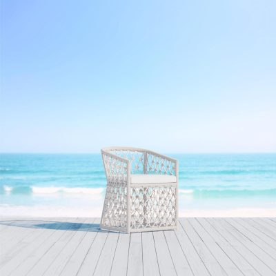 Amelia Woven Rope Dining Chair in Sand/Cloud By Azzurro Living