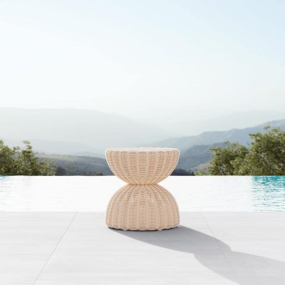 Cabo Wicker End Table in Almond by Azzurro Living