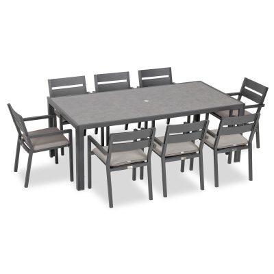 Calm Bay 9 Pc Rectangular Dining Set in Slate/Cast Silver by Lakeview