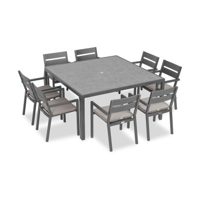 Calm Bay 9 Pc Square Dining Set in Slate/Cast Silver by Lakeview