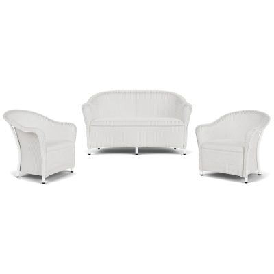 Reflections 3 Pc Wicker Seating Set in Matte White By Lloyd Flanders