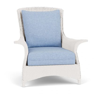 Mandalay Wicker Club Chair in White/Demo Skyway By Lloyd Flanders