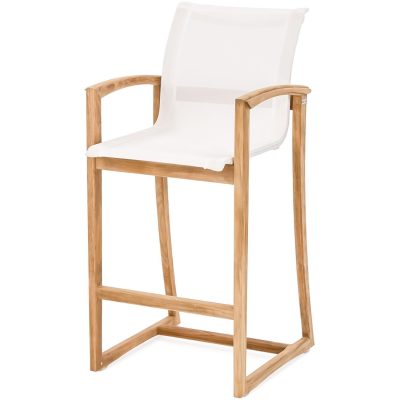 Capri Sling Bar Chair in White By Teak + Table