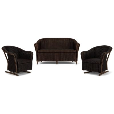 Reflections 3 Pc Wicker Rocking Seating Set in Mink By Lloyd Flanders