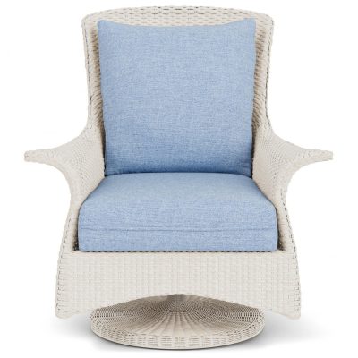 Mandalay Wicker Swivel Rockers Club Chair in Antique White/Demo Skyway By Lloyd Flanders