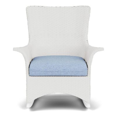 Mandalay Wicker Rocking Chair w/ Cushions in Matte White/Demo Skyway By Lloyd Flanders