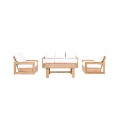 Relax 4 Piece Teak Lounge Set in Natural By Teak + Table