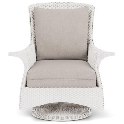 Mandalay Wicker Swivel Rockers Club Chair in White/Remy Cloud By Lloyd Flanders