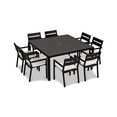 Calm Bay 9 Pc Square Dining Set in Black/Canvas Natural by Lakeview