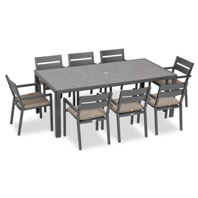 Calm Bay 9 Pc Rectangular Dining Set in Slate/Heather Beige by Lakeview