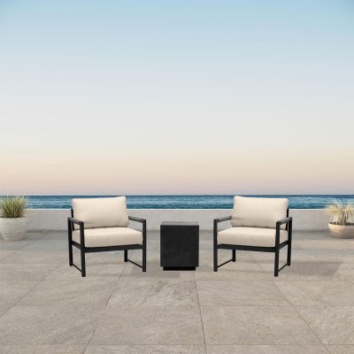 Lakeview Avenue Bay Black/Carbon 3 Pc Chat Set – Canvas Flax