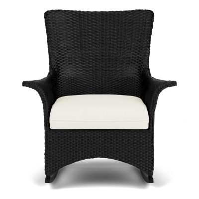 Mandalay Wicker Rocking Chair w/ Cushions in Ebony/Sailcloth Salt By Lloyd Flanders