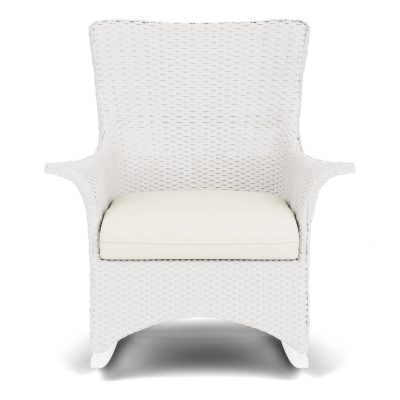 Mandalay Wicker Rocking Chair w/ Cushions in White/Sailcloth Salt By Lloyd Flanders