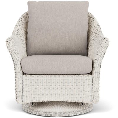 Weekend Retreat Wicker Club Chair w/ Swivel Gliders in Antique White/Remy Cloud By Lloyd Flanders