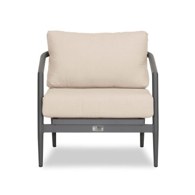 Midnight Cove Aluminum Club Chair in Slate/Pebble Gray/Canvas Flax By Lakeview Outdoor Designs