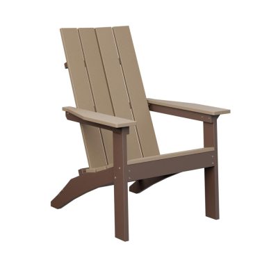 Berlin Gardens Mayhew Stationary Adirondack Chair – Weatherwood on Chocolate Brown