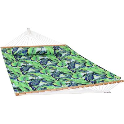 Ultimate Patio Quilted Double Hammock & Pillow – Exotic Foliage