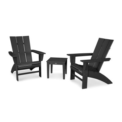 POLYWOOD Modern 3-Piece Curveback Adirondack Set – Black