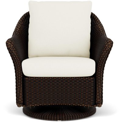 Weekend Retreat Wicker Club Chair w/ Swivel Gliders in Mink/Sailcloth Salt By Lloyd Flanders