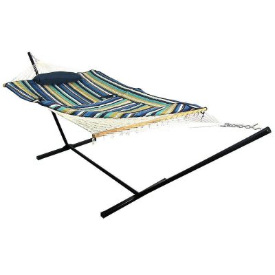 Ultimate Patio Rope Hammock w/ 12-Foot Stand, Pad, & Pillow – Lakeview