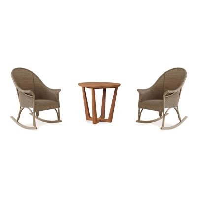 Timeless View 3 Pc Wicker Seating Set W/Rocking Chairs in Fawn By Lakeview