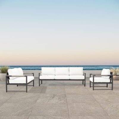 Lakeview Avenue Bay Slate/Pebble Gray 3 Pc Sofa Loveseat Set – Canvas Natural