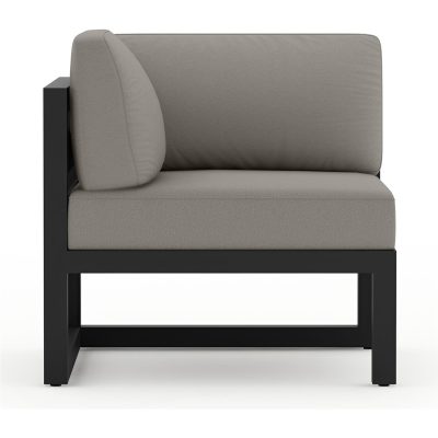 Misty Cove Aluminum Corner Section in Black W/ Canvas Charcoal Cushions By Lakeview