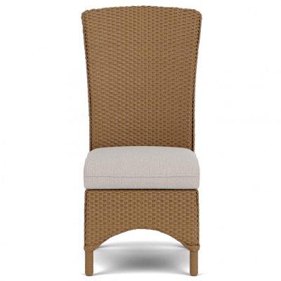 Mandalay Wicker Dining Side Chair in Bark/Remy Cloud By Lloyd Flanders