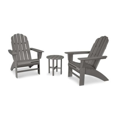 POLYWOOD Vineyard 3-Piece Curveback Adirondack Set – Slate Grey