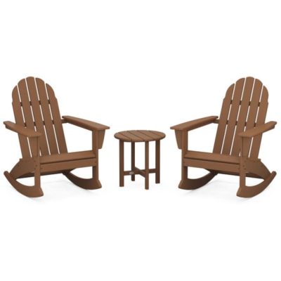 POLYWOOD Vineyard 3-Piece Adirondack Rocking Chair Set in Teak