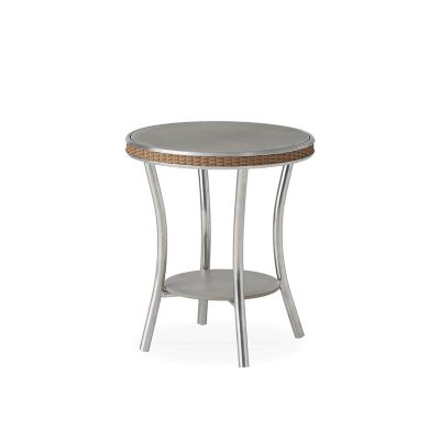 Essence 20 Inch Hickory Wicker End Table w/ Taupe GlassBy Lloyd Flanders