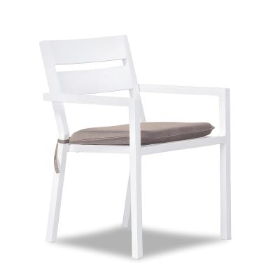 Calm Bay Dining Arm Chair in White/Canvas Flax by Lakeview