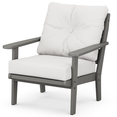 POLYWOOD Lakeside Deep Seating Chair – Slate Grey / Natural Linen