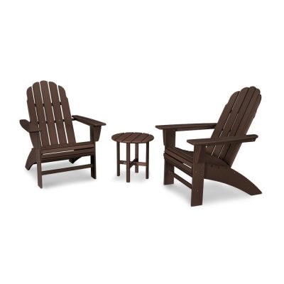 POLYWOOD Vineyard 3-Piece Curveback Adirondack Set – Mahogany