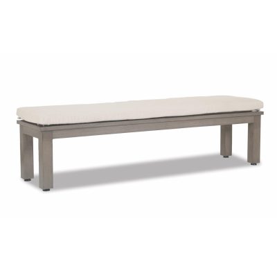 Sunset West Laguna 72-Inch Aluminum Patio Dining Bench W/ Sunbrella Canvas Flax Cushion