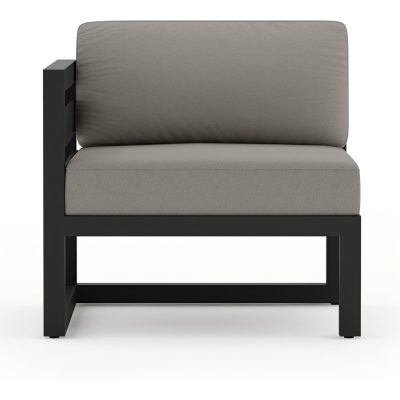 Misty Cove Aluminum Left Arm Section in Black W/ Canvas Charcoal Cushions By Lakeview