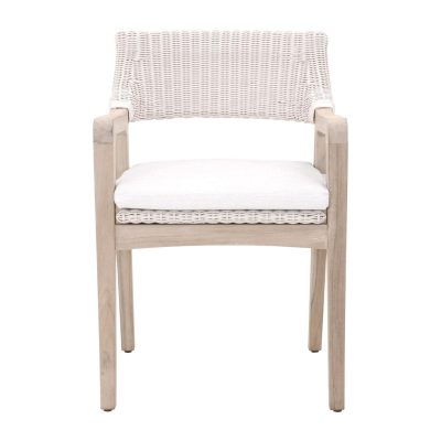 Laurabelle Wicker Dining Arm Chair in White Speckle By Lakeview