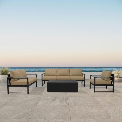 Lakeview Avenue Bay Black/Carbon 4 Pc Sofa Loveseat Set – Harvest Beige