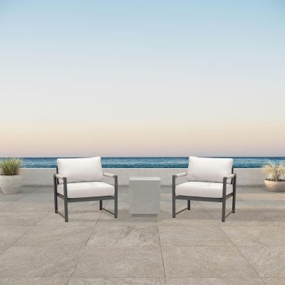 Lakeview Avenue Bay Slate/Pebble Gray 3 Pc Chat Set – Cast Silver