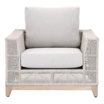 Ranch Pointe Woven Rope Sofa Chair in Taupe & White By Lakeview